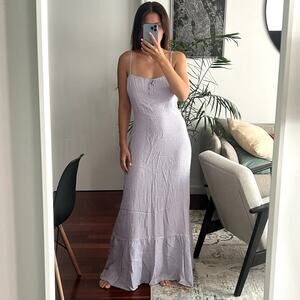 reformation Prairie Dress blue white plaid maxi size 8 viscose CL1